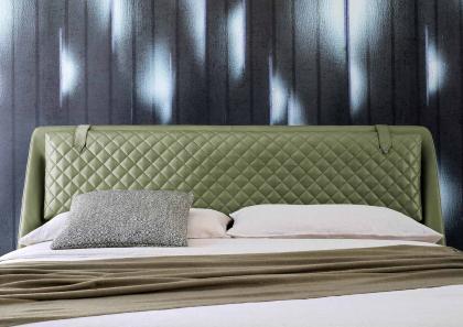 Cabecero de cama doble moderna de lujo Chelsea de piel verde - BertO