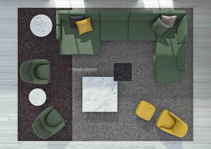 Composición del sofá modular Dee Dee en tejido verde con península big - BertO
