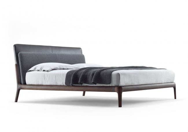 Cama de madera Bowery con cabecero tapizado - BertO