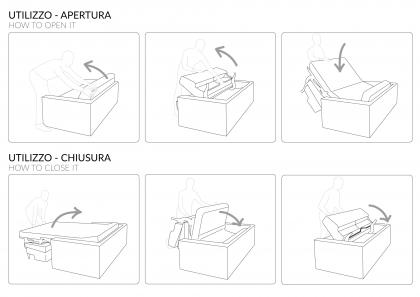 Uso del sofá cama Easy: fases de apertura y cierre - BertO