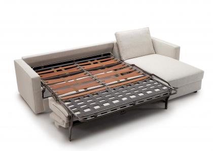 Somier de láminas de madera con correas elásticas entrecruzadas en cada asiento - Sofá cama Gulliver con Chaise Longue 