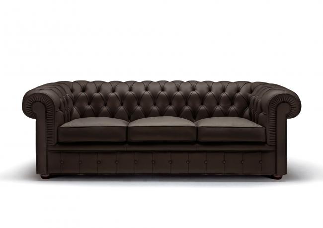 Sofá Chesterfield de piel marrón - BertO Outlet