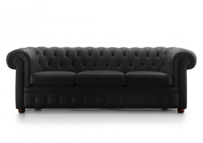 Sofá Chesterfield de cuero negro - BertO Outlet